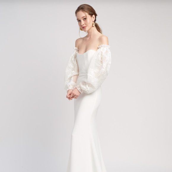 Alexandra Grecco Accessories - ALEXANDRA GRECCO REINE WHITE ORGANZA SLEEVES SIZE SMALL